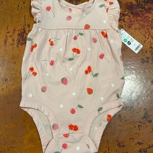 NWT Carter's Pink Onesie with Cherry and Strawberry Print